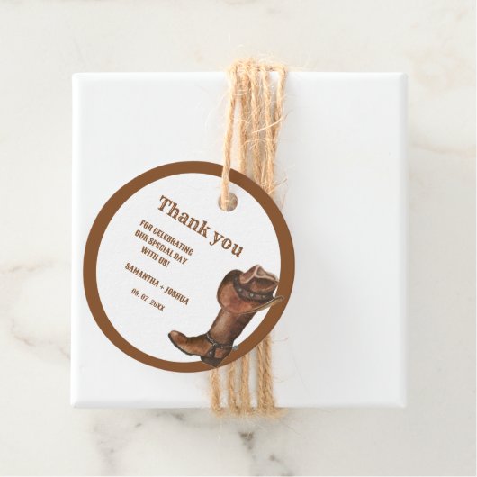 Elegant Boho Western Cowboy Bruiloft Dank u Bedankjes Labels (In situ)