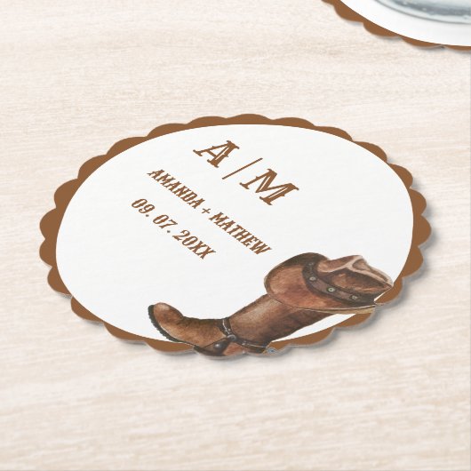 Elegant Boho Western Cowboy Bruiloft Dank u Kartonnen Onderzetters (Gekanteld)