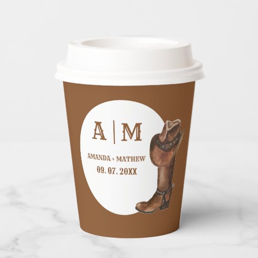 Elegant Boho Western Cowboy Bruiloft Dank u Papieren Bekers (Achterkant)
