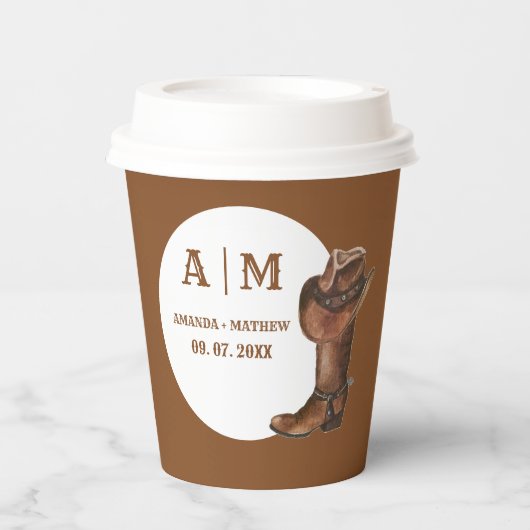 Elegant Boho Western Cowboy Bruiloft Dank u Papieren Bekers (Voorkant)