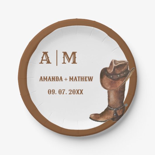 Elegant Boho Western Cowboy Bruiloft Dank u Papieren Bordje (Voorkant)