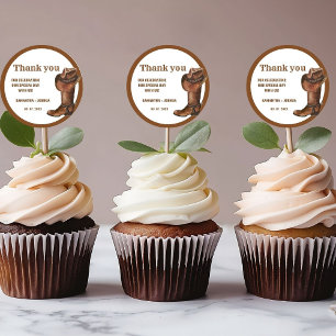 Elegant Boho Western Cowboy Bruiloft Dank u Ronde Sticker