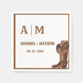 Elegant Boho Western Cowboy Bruiloft Dank u Servet (Voorkant)