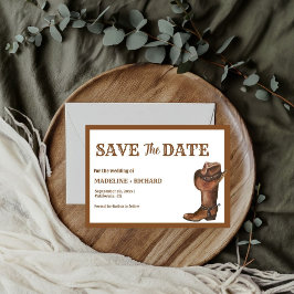 Elegant Boho Western Cowboy Bruiloft Save the date Kaart