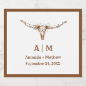 Elegant Boho Western Cowboy Bruiloft Sparkling Wijnetiket (Enkel label)