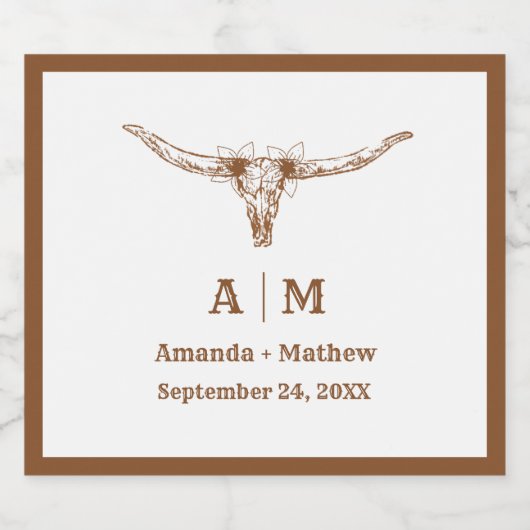 Elegant Boho Western Cowboy Bruiloft Sparkling Wijnetiket (Enkel label)