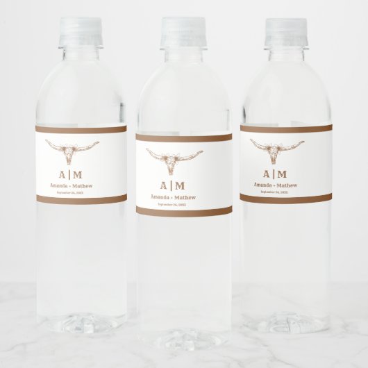 Elegant Boho Western Cowboy Bruiloft Waterfles Etiket (Flessen)