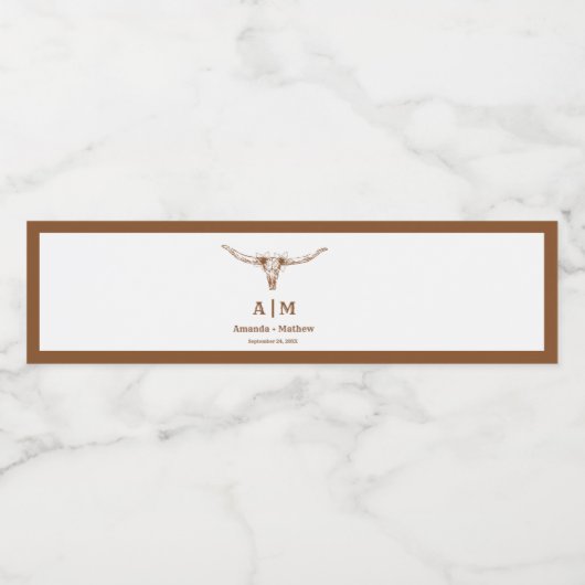 Elegant Boho Western Cowboy Bruiloft Waterfles Etiket (Enkel label)