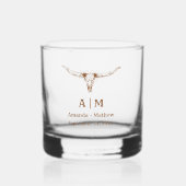 Elegant Boho Western Cowboy Bruiloft Whisky Glas (Voorkant)