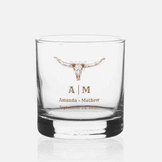 Elegant Boho Western Cowboy Bruiloft Whisky Glas (Voorkant)