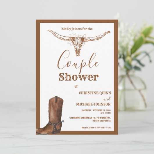 Elegant Boho Western Cowboy Paar Show Kaart (Staand voorkant)