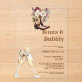 Elegant Boho Western Cowboy Vrijgezellenfeest Acryl Uitnodigingen (Voorkant)