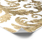 Elegant boho white gold floral  damask poster (Hoek)