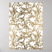 Elegant boho white gold floral  damask poster (Voorkant)