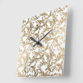 Elegant boho white gold floral  damask vierkante klok (Hoek)