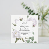 Elegant boho white green roos floral Wedding Kaart (Staand voorkant)