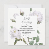 Elegant boho white green roos floral Wedding Kaart (Voorkant)