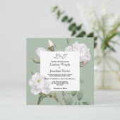 Elegant boho white mint green roos floral Wedding Kaart (Staand voorkant)
