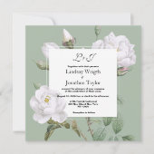 Elegant boho white mint green roos floral Wedding Kaart (Voorkant)