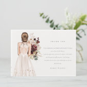 Elegant Boho White Wedding Gown Vrijgezellenfeest Bedankkaart (Staand voorkant)