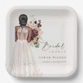 Elegant Boho White Wedding Gown Vrijgezellenfeest Papieren Bordje (Voorkant)
