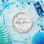Elegant Boho Wildbloemen Baby shower Papieren Bord (Feest)