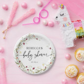 Elegant Boho Wildbloemen Baby shower Papieren Bord (Feest)