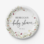 Elegant Boho Wildbloemen Baby shower Papieren Bord (Voorkant)