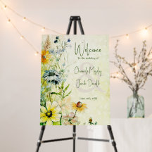 Elegant Boho Wilde Bloemen Trouw Welkom Bord
