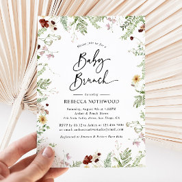 Elegant Boho Wildflower Baby Brunch Uitnodiging