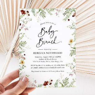 Elegant Boho Wildflower Baby Brunch Uitnodiging