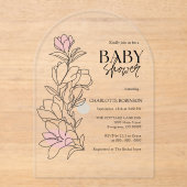 Elegant Boho Wildflower Baby shower Acryl Uitnodigingen (Voorkant)
