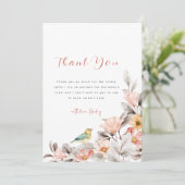 Elegant Boho Wildflower Baby shower Bedankkaart (Staand voorkant)