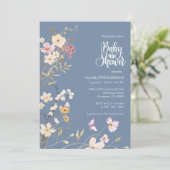 Elegant Boho Wildflower Baby shower Invitation Kaart (Staand voorkant)