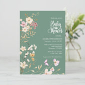 Elegant Boho Wildflower Baby shower Invitation Kaart (Staand voorkant)