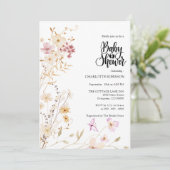 Elegant Boho Wildflower Baby shower Invitation Kaart (Staand voorkant)