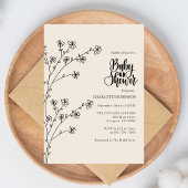 Elegant Boho Wildflower Baby shower Invitation Kaart
