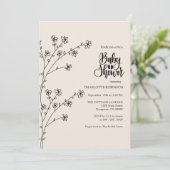 Elegant Boho Wildflower Baby shower Invitation Kaart (Staand voorkant)