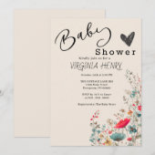 Elegant Boho Wildflower Baby shower Kaart (Voorkant / Achterkant)