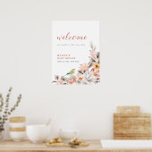Elegant Boho Wildflower Baby shower Welkom Poster (Keuken)