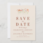 Elegant Boho Wildflower Beige Photo Wedding Save The Date (Voorkant)