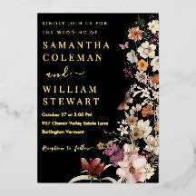 Elegant Boho Wildflower Black Rustic Wedding