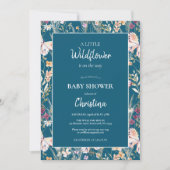 Elegant Boho Wildflower Blauw Baby shower Kaart (Voorkant)