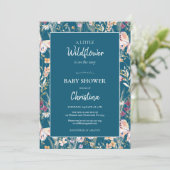 Elegant Boho Wildflower Blauw Baby shower Kaart (Staand voorkant)