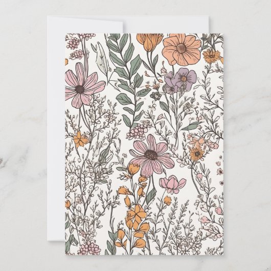 Elegant Boho Wildflower Bloemen Vrijgezellenfeest Kaart (Achterkant)