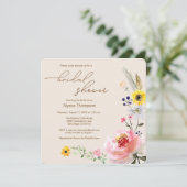 Elegant Boho Wildflower Bloemen Vrijgezellenfeest Kaart (Staand voorkant)