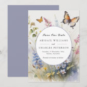 Elegant Boho Wildflower Bloom Save the date (Voorkant / Achterkant)