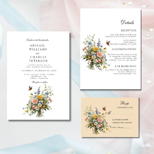 Elegant Boho Wildflower Bloom Save the date