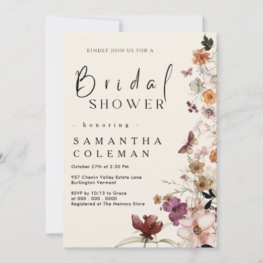 Elegant Boho Wildflower Blush Pastel Vrijgezellenf Kaart (Voorkant)