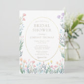 Elegant Boho Wildflower Bridal Shower Invitation Kaart (Staand voorkant)